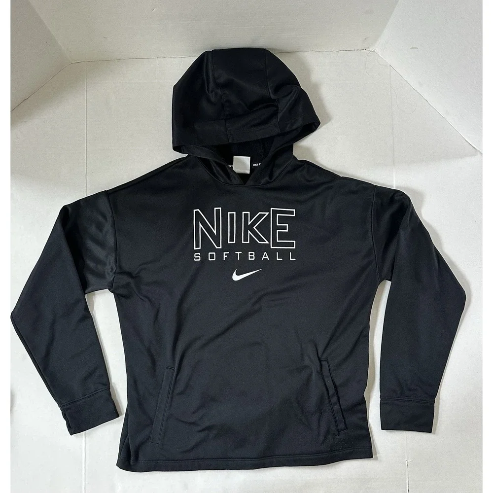 Nike Softball Therma-Fit Fleece Hoodie Pullover Black Size Kids Girls XL